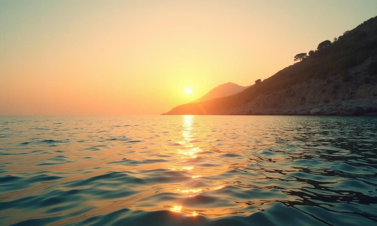 Vista costiera italiana serena al tramonto